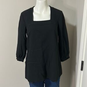 BODEN Black Square Neck Wool Lined Top Shirt Sz 12